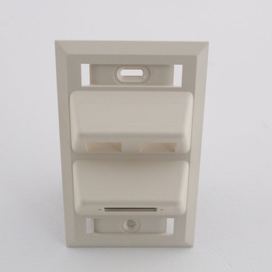 Hubbell AFP12SCDW White 1-Gang 2-Port Angled Data Network Wallplate Faceplate
