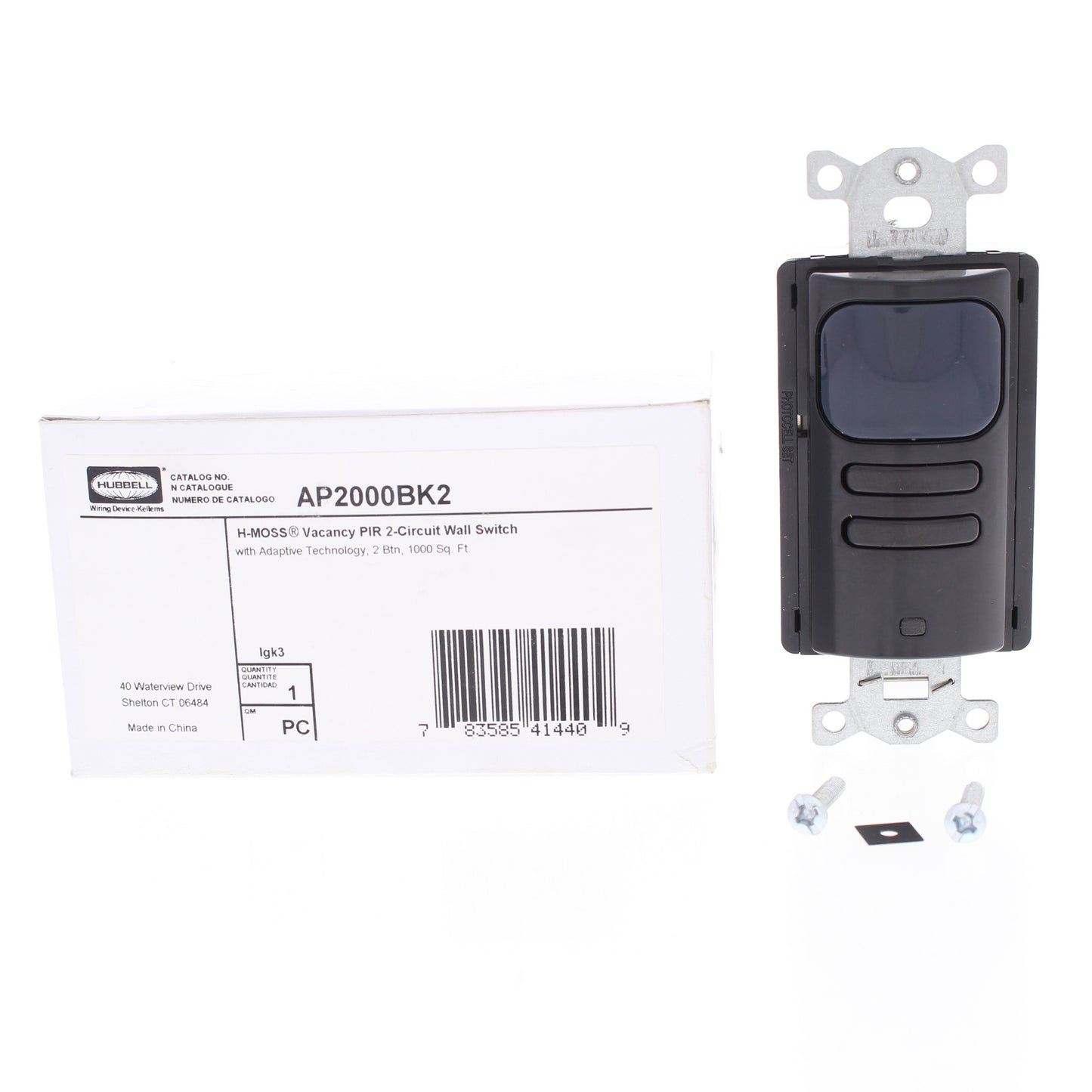 Hubbell AP2000BK2 Black Occupancy Sensor Switch Adaptive PIR 2-Circuit 120/277V