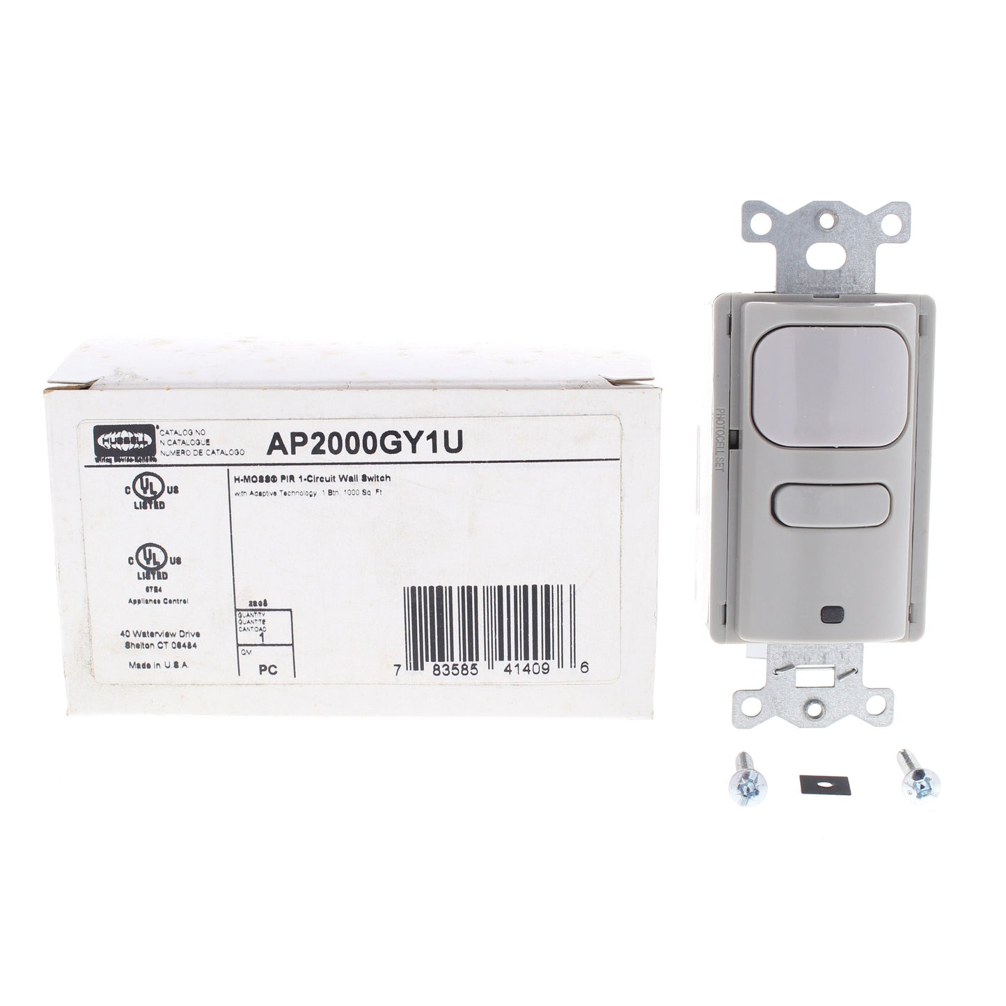 Hubbell AP2000GY1U Gray Occupancy Sensor Switch Adaptive PIR 120/277V 1000ft�