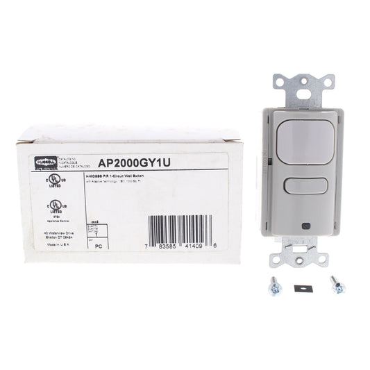 Hubbell AP2000GY1U Gray Occupancy Sensor Switch Adaptive PIR 120/277V 1000ft�