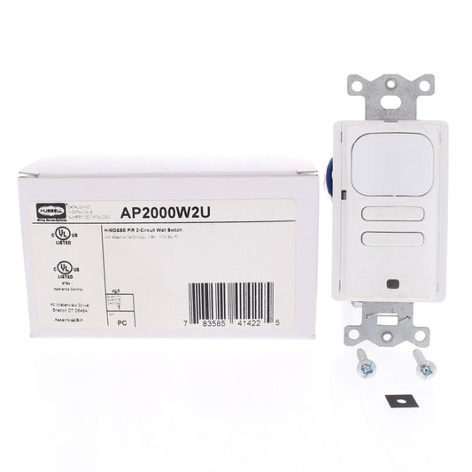 Hubbell AP2000W2 White Occupancy Sensor Switch Adaptive PIR 2-Circuit 120/277V
