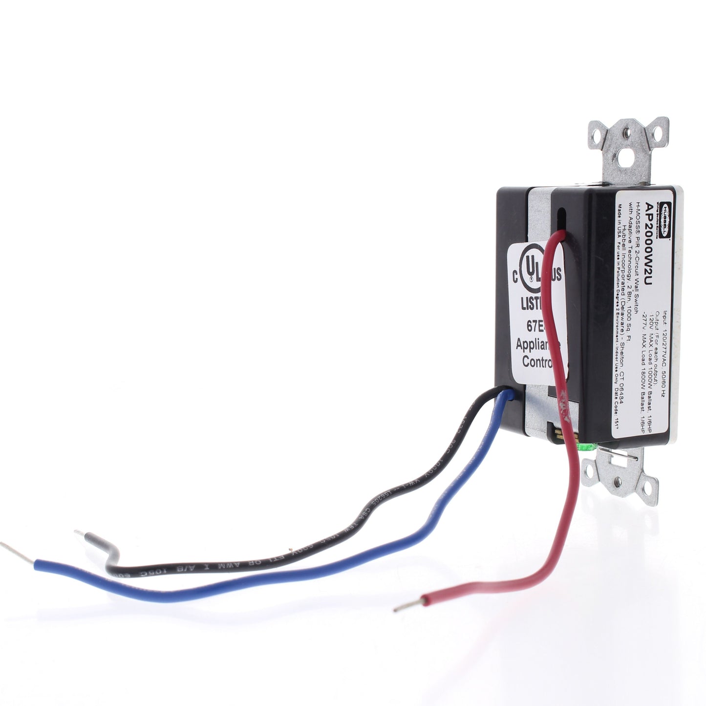 Hubbell AP2000W2 White Occupancy Sensor Switch Adaptive PIR 2-Circuit 120/277V