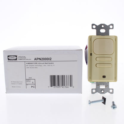 Hubbell AP2000I2 Ivory Occupancy Sensor Switch Adaptive PIR 2-Circuit 120/277V