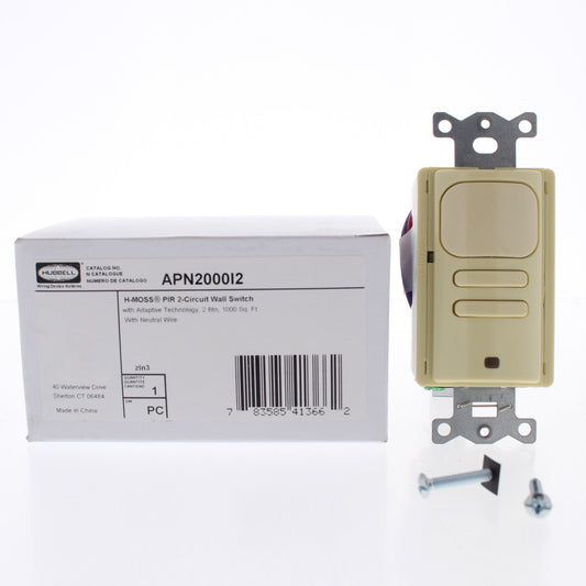 Hubbell AP2000I2 Ivory Occupancy Sensor Switch Adaptive PIR 2-Circuit 120/277V