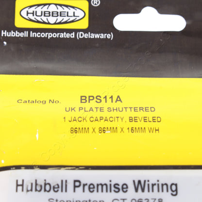 Hubbell Asian/UK Style Istation Jack Wallplate Shuttered 1-Port Box Mount BPS11A