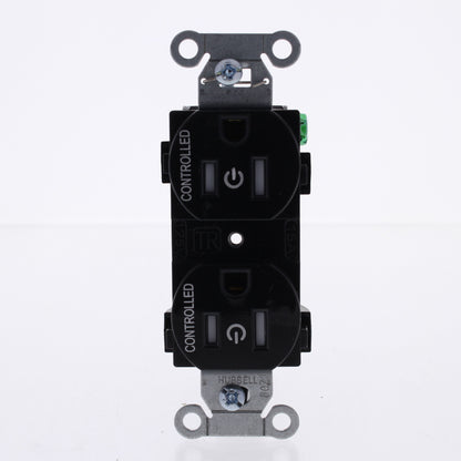 Hubbell BR15C2BLKTR Black Tamper Res Commercial 15A Receptacle 2/2 Controlled