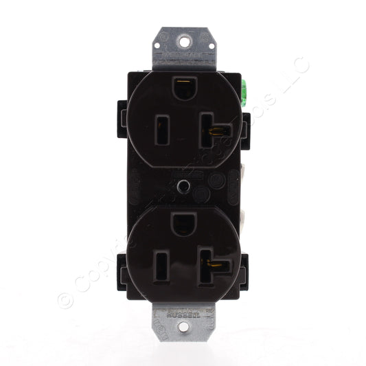 Hubbell BR20M1 Brown Earless Duplex 125V Receptacle Outlet Commercial