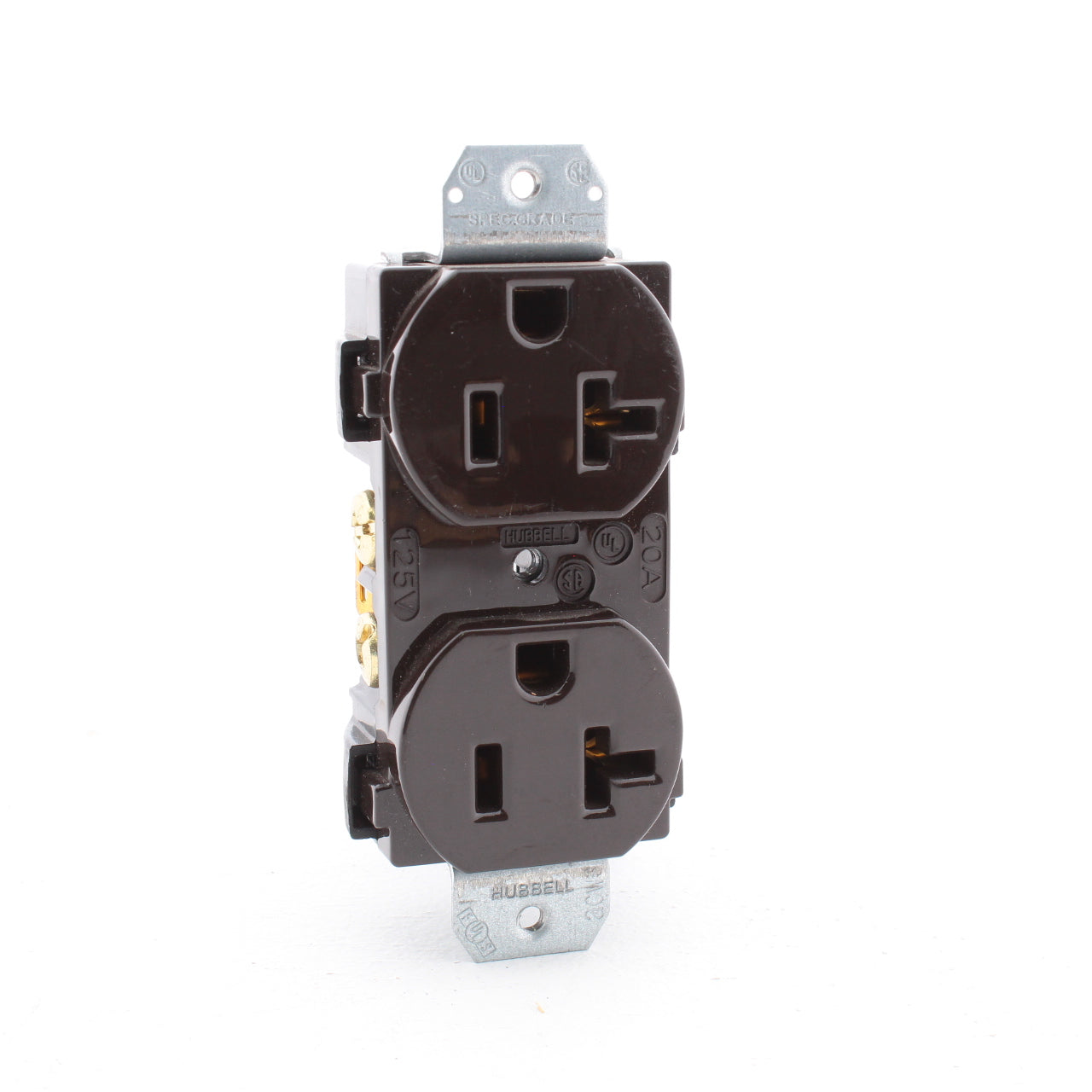 Hubbell Brown Earless Commercial Duplex Receptacle Outlet 20A 125V BULK BR20M1