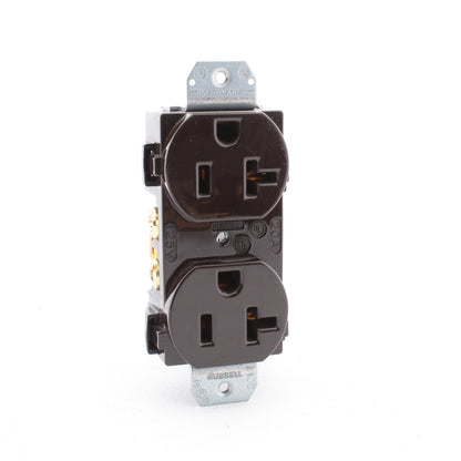 Hubbell Brown Earless Commercial Duplex Receptacle Outlet 20A 125V BULK BR20M1