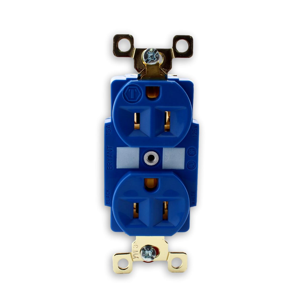 Bryant Hubbell Blue! Industrial Receptacle Duplex Outlet 5-15R 15A 125V 5262BU