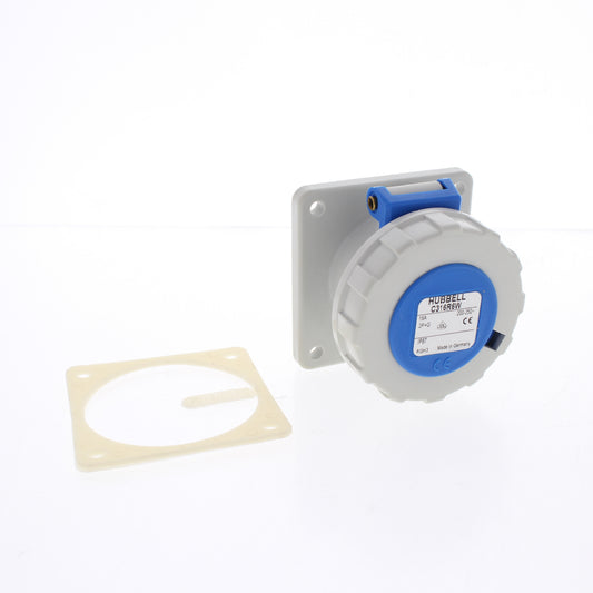 Hubbell C316R6W Watertight IEC Pin & Sleeve Receptacle Outlet 16A 200-250V 2P3W