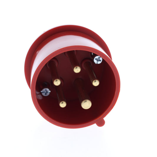 Hubbell Red Pin & Sleeve Male Plug Splashproof IP44 20A 200-415V 4P5W C520P6S