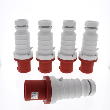 5 Hubbell Red Pin & Sleeve Plugs Splashproof IP44 60A 200-415V 4P5W C560P6S