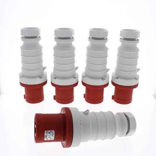 5 Hubbell Red Pin & Sleeve Plugs Splashproof IP44 60A 200-415V 4P5W C560P6S