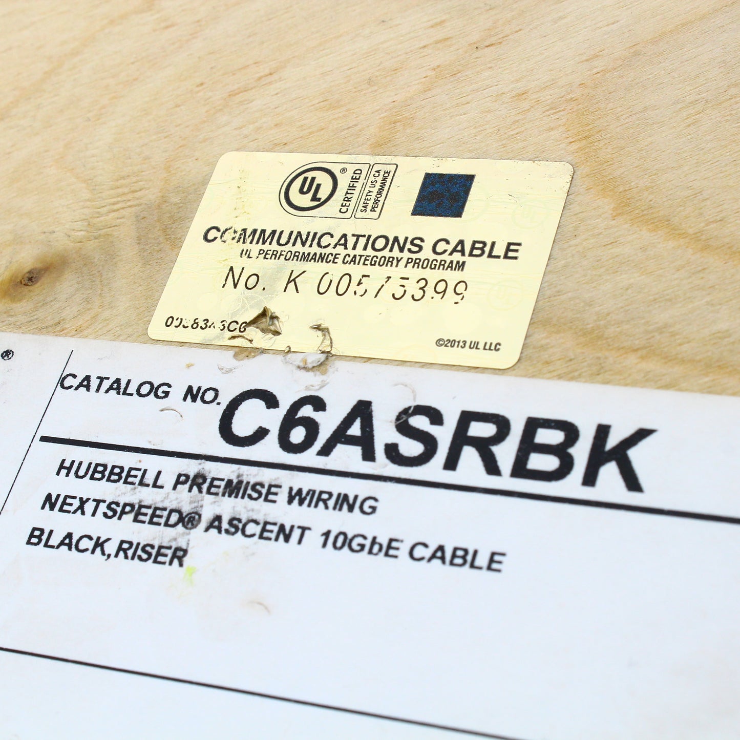 1000' Spool Hubbell Black Cat6A Network Cable UTP Riser Solid Copper 10GB 750MHz