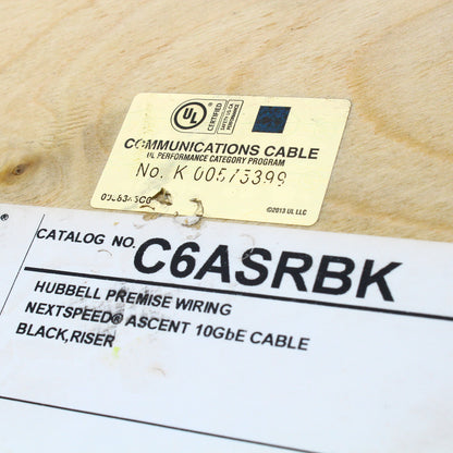 1000' Spool Hubbell Black Cat6A Network Cable UTP Riser Solid Copper 10GB 750MHz
