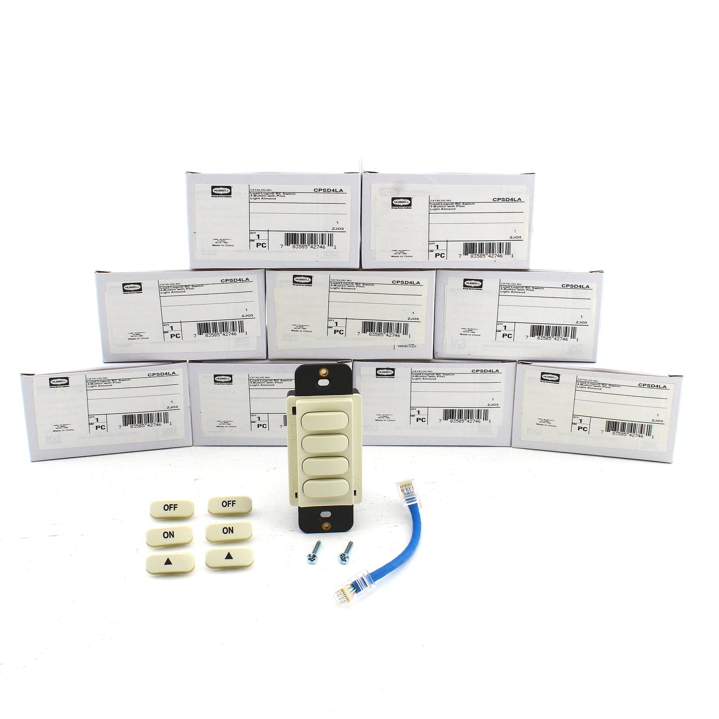 Hubbell CPSD4LA Lt Almond Dimming Switch for Load Control Panel 4-Button 10-Pack