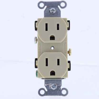 Hubbell Ivory Duplex Smooth Face Receptacle Outlet 5-15 15A 125V 2P3W Bulk CR15I
