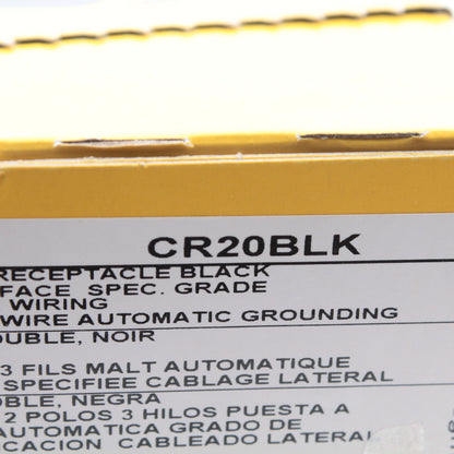 Hubbell CR20BLK Black 20A Duplex Receptacle Power Outlet Commercial Smooth Face