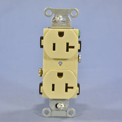 Hubbell Bryant Ivory Commercial Duplex Receptacle Outlet 20A 125V Bulk CR20-I