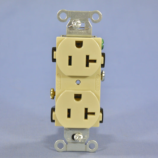 Hubbell Bryant Ivory Commercial Duplex Receptacle Outlet 20A 125V Bulk CR20-I