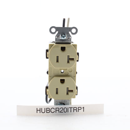 Hubbell Ivory Tamper Resistant Duplex Receptacle Outlet Wire Leads 20A CR20ITRP1