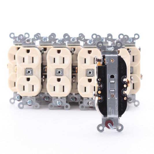 Hubbell CRF15LA Almond 15A Finder Groove Duplex Receptacle Outlets 5-15R 10pcs