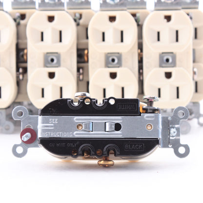 Hubbell CRF15LA Almond 15A Finder Groove Duplex Receptacle Outlets 5-15R 10pcs