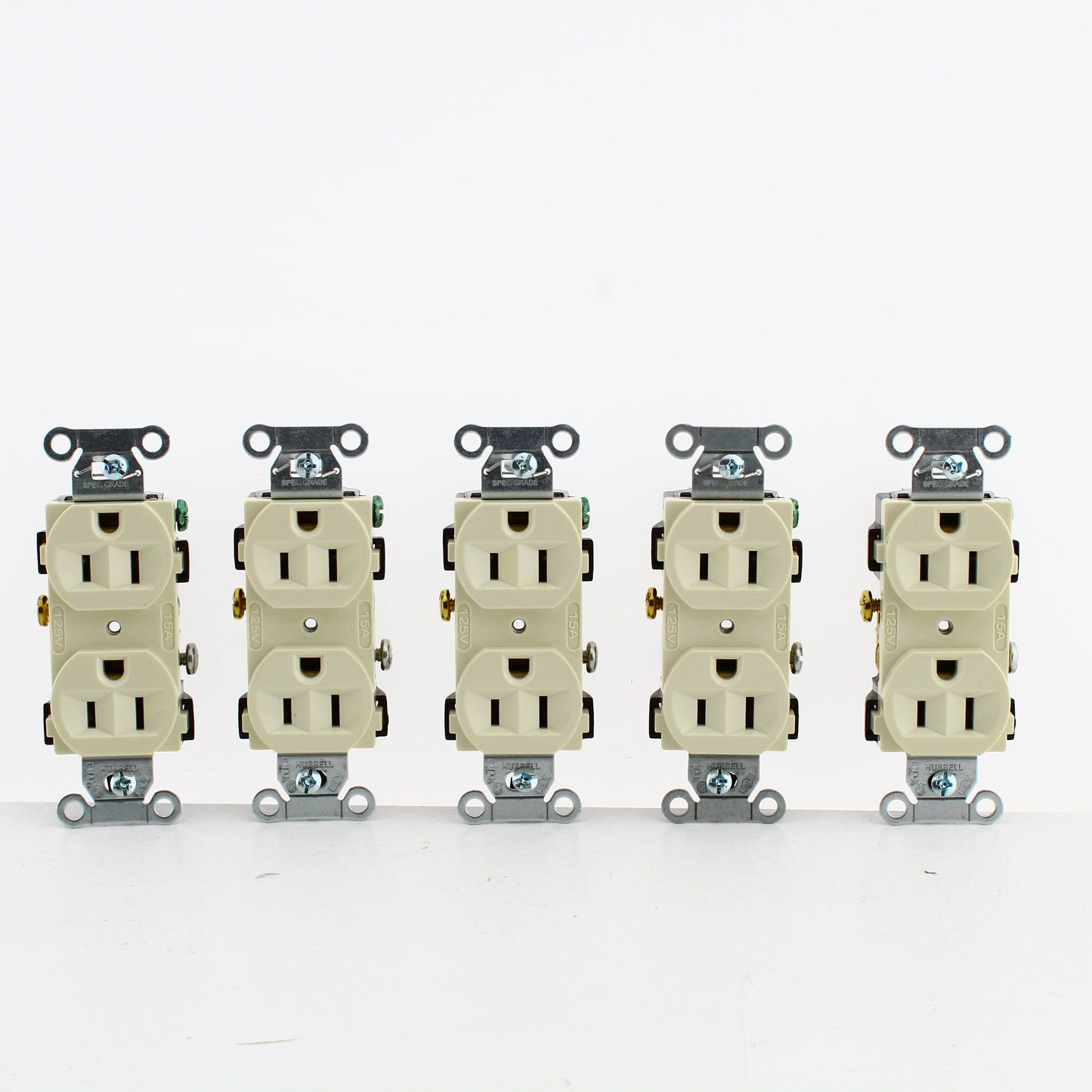 Hubbell CRF15LA Light Almond Commercial 5-15R 15A Duplex Receptacle Outlets 5pcs