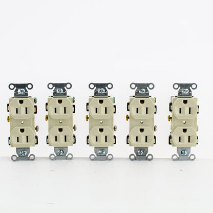 Hubbell CRF15LA Light Almond Commercial 5-15R 15A Duplex Receptacle Outlets 5pcs