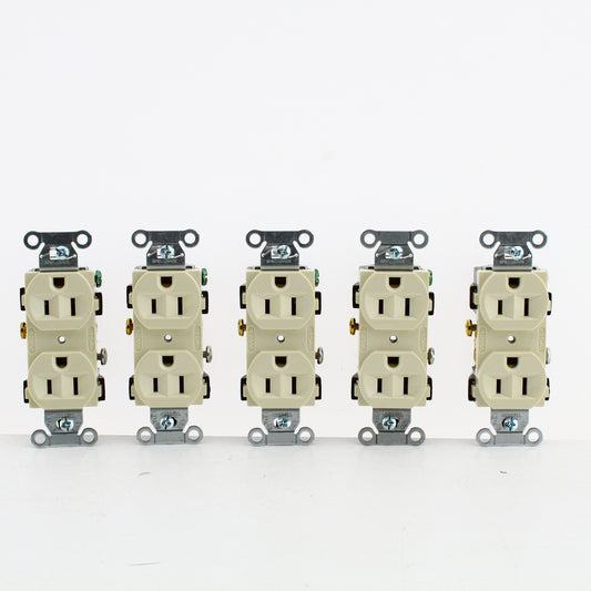 Hubbell CRF15LA Light Almond Commercial 5-15R 15A Duplex Receptacle Outlets 5pcs
