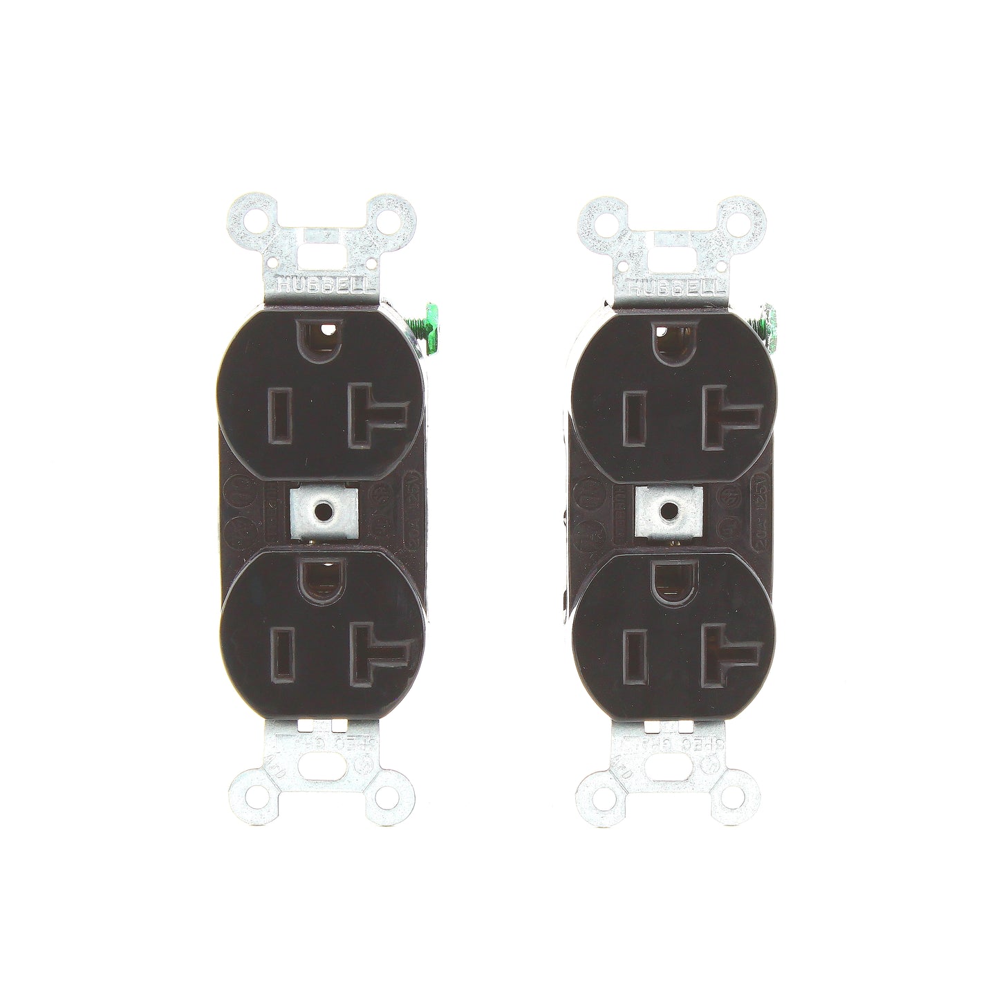 Hubbell CRO20BLKM1 Black Commercial Receptacle 20A 5-20R Outlets No Screws 2pcs