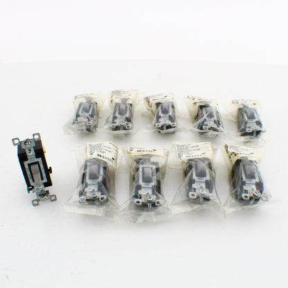 Hubbell CS1203GY Gray Commercial Toggle Light Switches 3-Way 15A 120/277V 10pcs