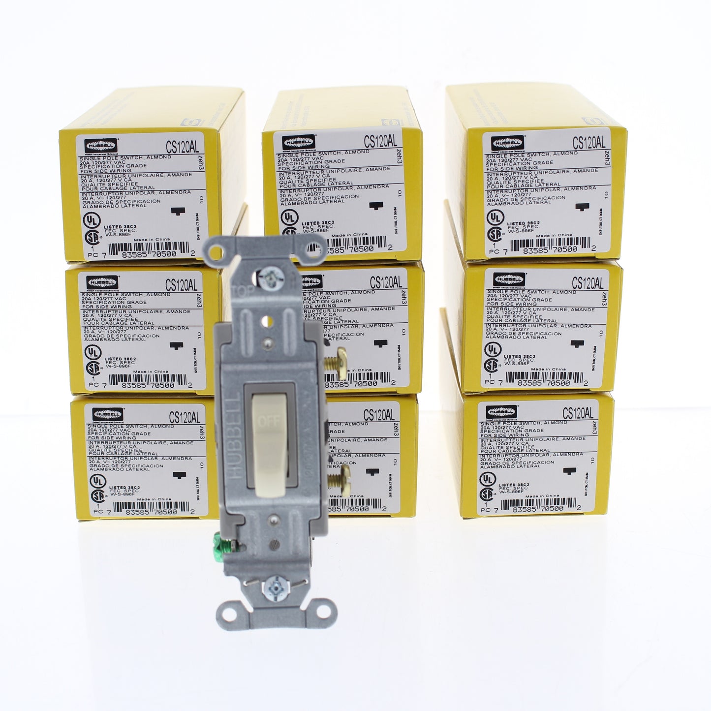 10 Hubbell Bryant Almond Commercial On/Off Toggle Light Switches 20A CS120AL