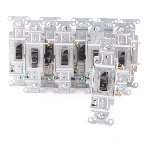 Hubbell Bryant CS120BK Black On/Off Toggle Light Switches Commercial 10-Pack