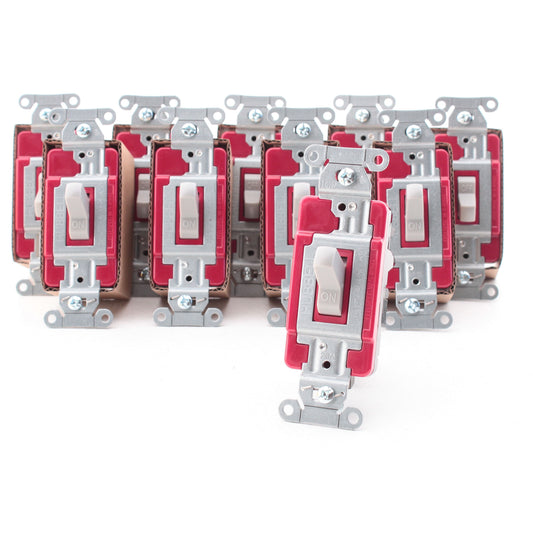 Hubbell CSB120STGY Gray 20A Single Pole EdgeConnect� Toggle Light Switch 10pcs