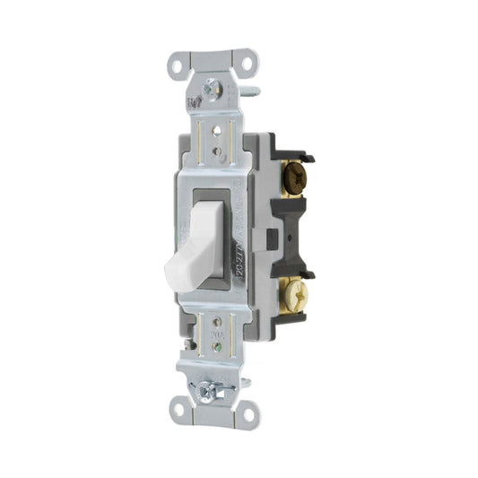 Hubbell CSB320W White 3-Way Commercial Toggle Wall Light Switch 20A 120/277V