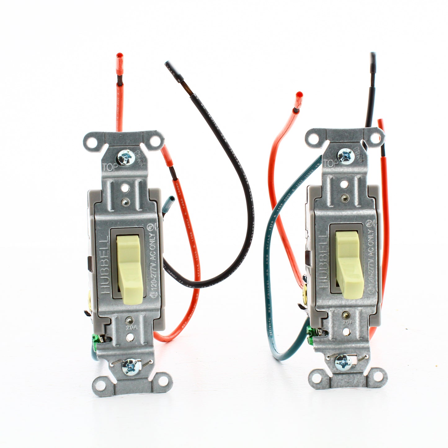 Hubbell CSL120I Ivory Commercial Toggle Light Switch 20A 3-Way w/Wire Leads 2pcs