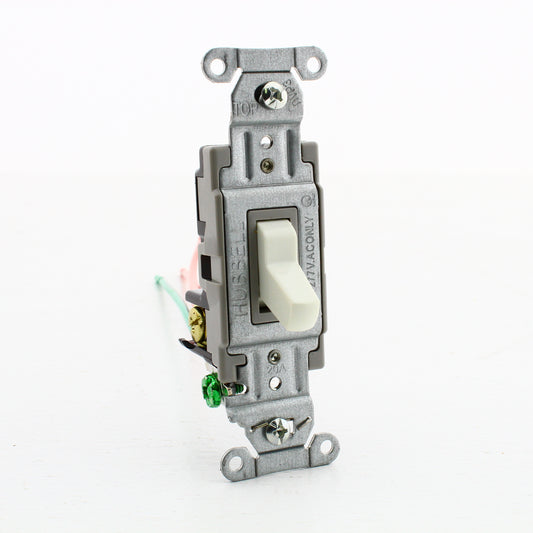 Hubbell CSL120WM2 White 20A 3-Way Commercial Toggle Light Switch Wire Lead 2pcs
