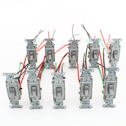 Hubbell CSL415GY Gray Commercial Toggle Light Switch 15A 4-Way w/Wire Leads 10pc