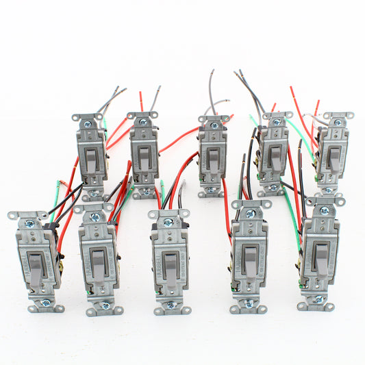 Hubbell CSL415GY Gray Commercial Toggle Light Switch 15A 4-Way w/Wire Leads 10pc