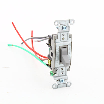 Hubbell CSL415GY Gray Commercial Toggle Light Switch 15A 4-Way w/Wire Leads 10pc