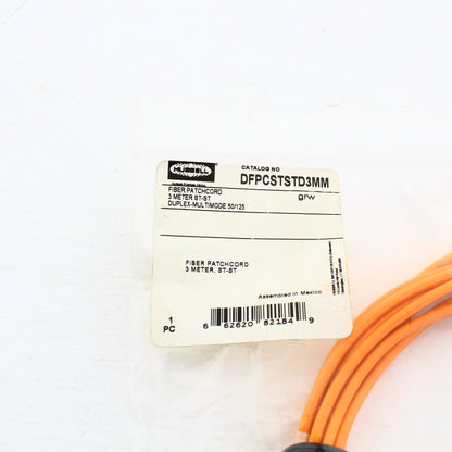 Hubbell Fiber Optic Patch Cord Plenum OM2 Cable Duplex MM ST-ST 3m DFPCSTSTD3MM