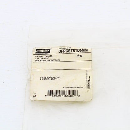 Hubbell Fiber Optic Patch Cord Plenum OM2 Cable Duplex MM ST-ST 5m DFPCSTSTD5MM