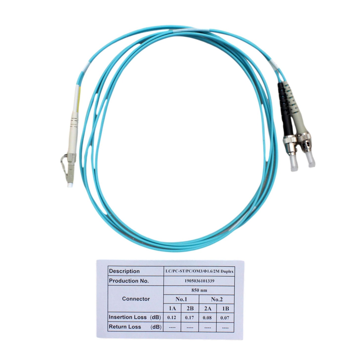 Hubbell Fiber Optic Patch Cord Riser OM3 Duplex MM LC-ST 2m DFRCLCSTE2MM
