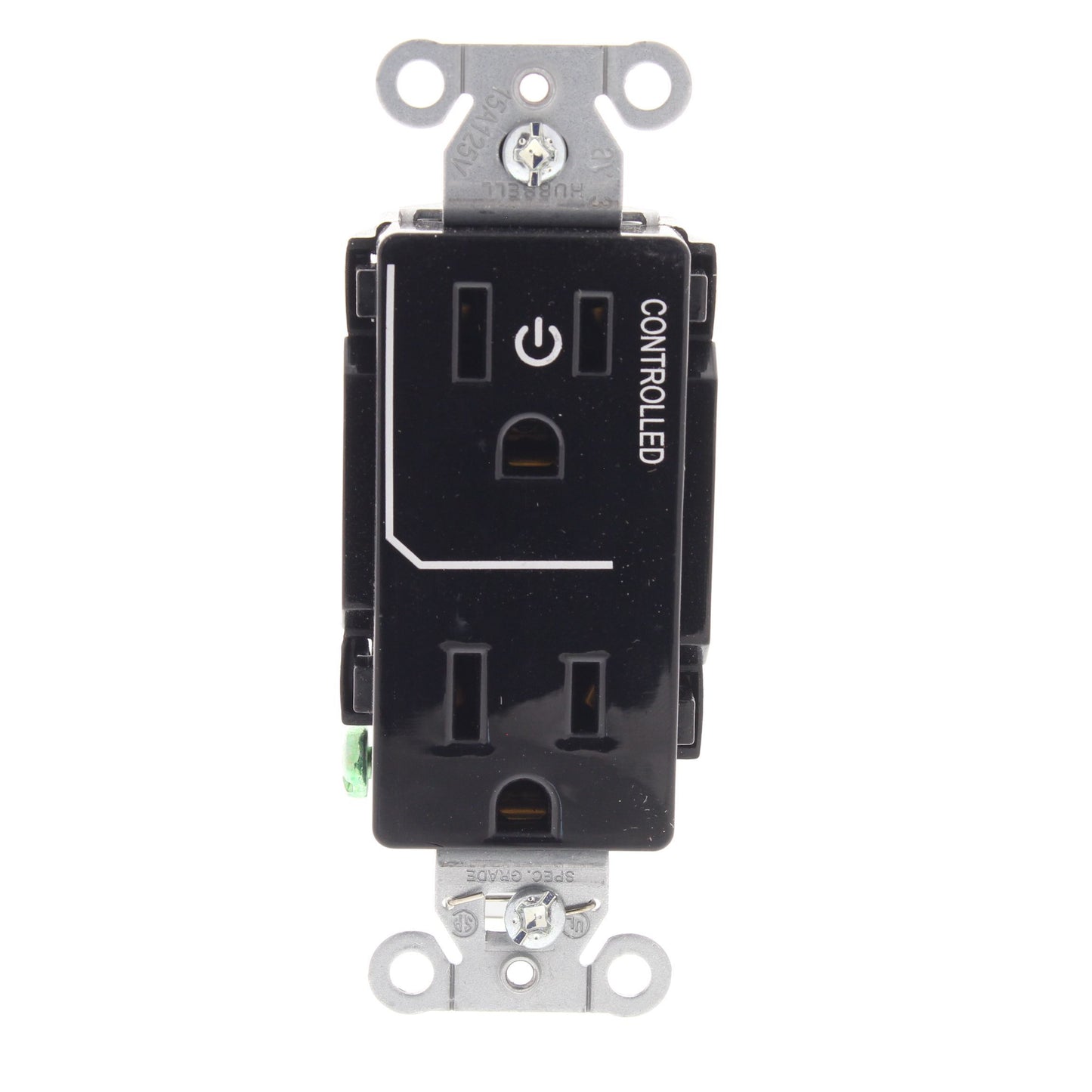 Hubbell DR15C1BLK Black Commercial Decorator 15A 5-15R Outlet 1/2 Controlled