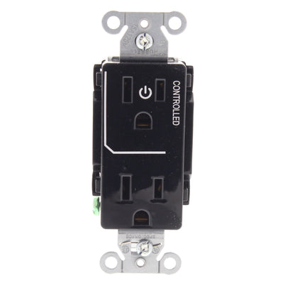 Hubbell DR15C1BLK Black Commercial Decorator 15A 5-15R Outlet 1/2 Controlled