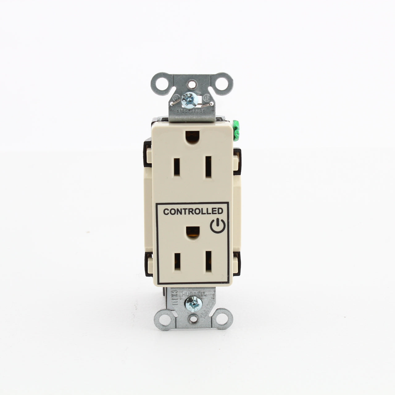 Hubbell DR15C1LA Lt Almond Commercial Decorator 5-15R Outlet 1/2 Controlled 15A