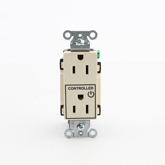 Hubbell DR15C1LA Lt Almond Commercial Decorator 5-15R Outlet 1/2 Controlled 15A