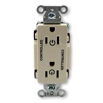 Hubbell DR15C2LA Lt Almond Commercial Decorator 5-15R Outlet 2/2 Controlled 15A